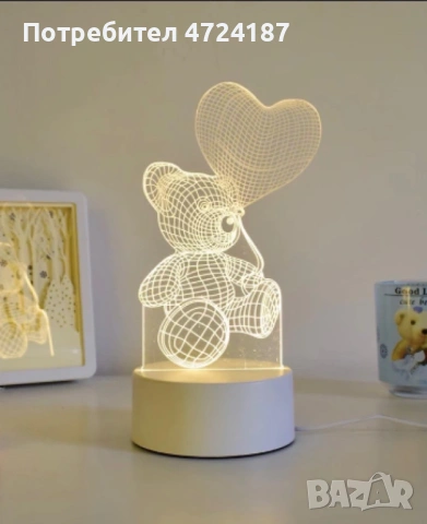 Холограмна 3D LED нощна лампа, 4W, 220V, снимка 11 - Настолни лампи - 53342439