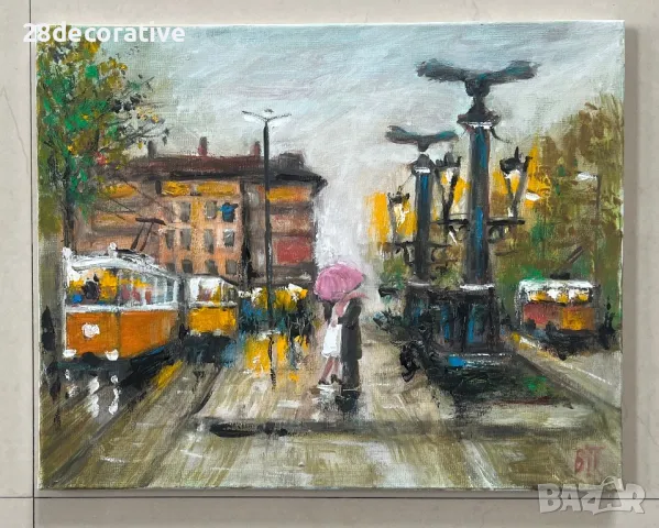 Картина Венелин Петров масло върху платно “Среща на Орлов Мост”