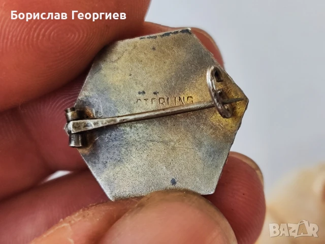 Стара сребърна брошка Италия Рим , снимка 4 - Колиета, медальони, синджири - 51201225