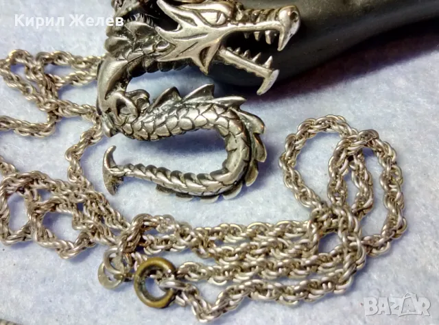 СРЕБЪРЕН ПЕНДАНТ ДРАКОН МАРКОВО ЛАКИРАНО СРЕБРО 925 със СРЕБЪРЕН ЛАНЕЦ СРЕБРО 925 ПРОБА 42630, снимка 8 - Колиета, медальони, синджири - 49294713