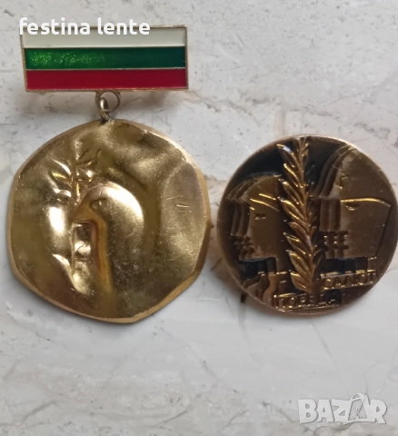 соц медал + значка, снимка 1