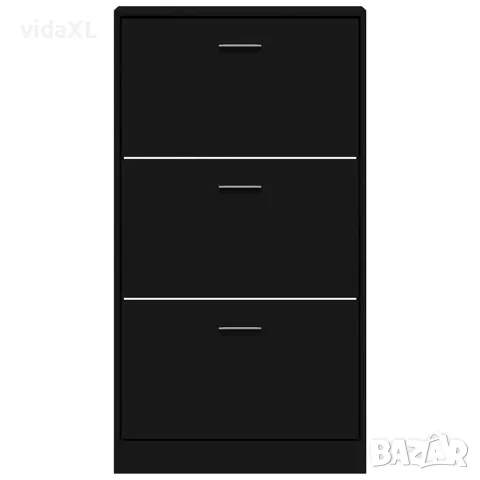 vidaXL Шкаф за обувки, черен, 59x17x108 см, инженерно дърво, снимка 4 - Шкафове - 56147110