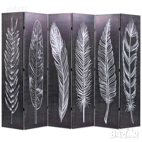 vidaXL Сгъваем параван за стая, 228x170 см, пера, черно и бяло