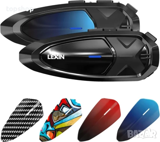 НОВИ, ТЕСТВАНИ LEXIN GTX 2 броя Bluetooth интеркоми до 10 мотоциклетисти,  Шумопотискане, IP67...
