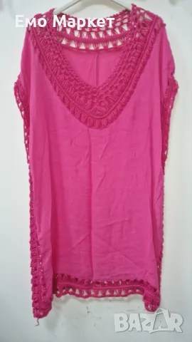 Лятна туника в свободна кройка, подходяща и за плажа, универсален размер. Дължина-85см;Ширина-60см., снимка 4 - Туники - 49513656