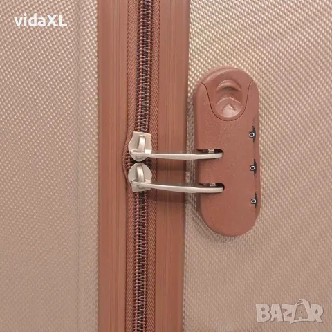 vidaXL Комплект от 4 броя твърди куфари на колелца, цвят шампанско, снимка 4 - Куфари - 56148325