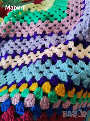 Декоративно и цветно одеяло в бохо стил, ръчно изплетено, снимка 2 - Олекотени завивки и одеяла - 47587123