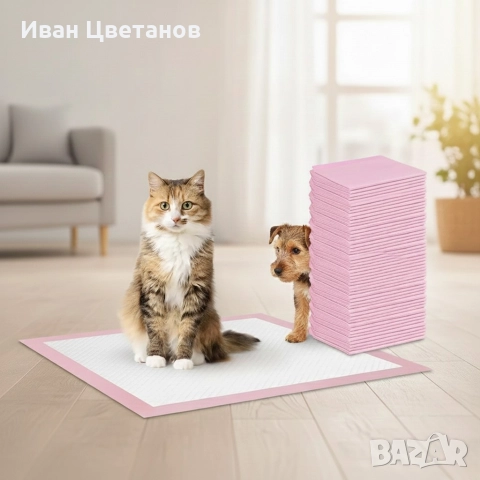Хигиенни подложки за кучета и котки 60×90 см – Дебели абсорбиращи постелки, 50 бр. в пакет, снимка 2 - За котки - 52958629