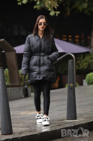 зимно яке с колан прада, снимка 2 - Якета - 52125882