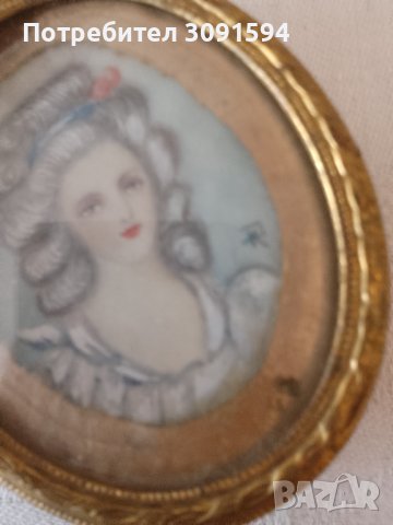 Антична викторианска ръчно рисувана миниатюра на френска притворна дама подписана , снимка 11 - Антикварни и старинни предмети - 44403181