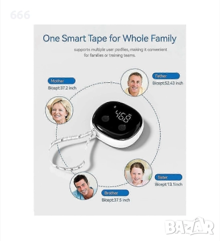 Интелигентна ролетка за измерване на тялото, Bluetooth свързаност, LED дисплей, презареждаем,, снимка 5 - Друга електроника - 52890599