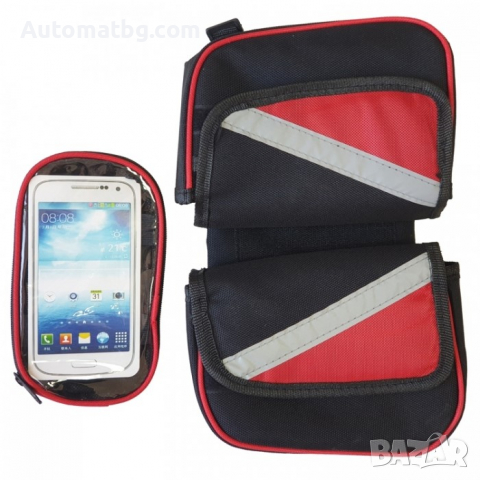 Двойна вело чанта Automat, Чанта с джоб за телефон, Черна