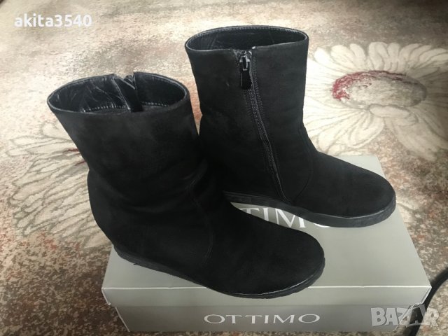 Черни велурени боти на платформа, снимка 5 - Дамски боти - 39199261