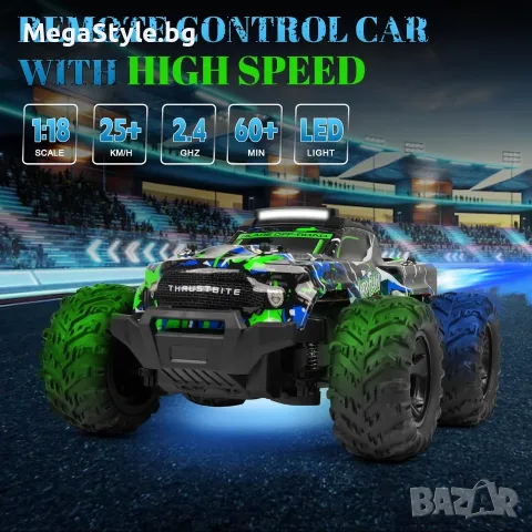 JOYTREKY High-Speed RC Car (1:18) – Зелена Офроуд Количка с Дистанционно Управление, снимка 5 - Коли, камиони, мотори, писти - 55960115
