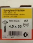 Шпенглерови Винтове за ламарина 4.5×55 мм–неръжд. стомана A2 с уплътнителна шайба (100 бр.), снимка 2