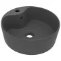 vidaXL Луксозна мивка с преливник тъмносив мат 36x13 см керамика, снимка 1