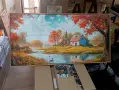 Голяма картина на платно Hyidecorart Селска Вила, 50x100 см, с красива дървена рамка, снимка 8
