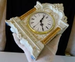 Немски порцеланов настолен часовник,злато,релеф. , снимка 10