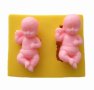 2 малки бебета бебе момиче момче голи силиконов молд форма фондан гипс пита кръщене торта декор, снимка 1 - Форми - 42195350