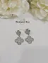 Обеци детелини с бели кристали , снимка 2