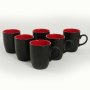 Комплект от 6 чаши, Keramika, керамични, черен, 300 ml, 9 cm, снимка 1 - Чаши - 42341889