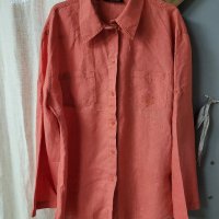 BETTY BARCLAY ЛЕНЕНА риза оранжева, цвят сьомга- XXL, снимка 7 - Ризи - 40895014