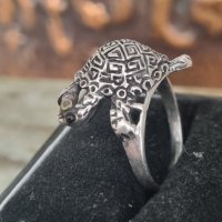Стар сребърен пръстен костенурка 925 , снимка 3 - Пръстени - 41736337