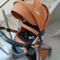 Бебешка количка Hot Mom, Модел 2 в 1, Еко кожа, Кафяв цвят, снимка 8 - Детски колички - 44443318