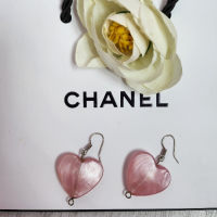 Луксозни обеци розови сърца, снимка 1 - Обеци - 44742176
