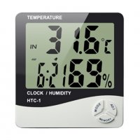 HTC-1 Стаен термометър вътрешна и външна температура, Влагомер, Часовник, снимка 2 - Други стоки за дома - 34581849