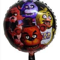 Five Nights at Freddy's Freddy Фреди двустранен кръгъл лилав фолио фолиев балон хелий и въздух парти, снимка 2 - Други - 44393282
