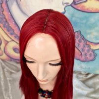 Красива Дълга Перука в Изящен Наситено Червен Цвят Микс с Естествено Изграден Скалп КОД 8875, снимка 4 - Аксесоари за коса - 40830785