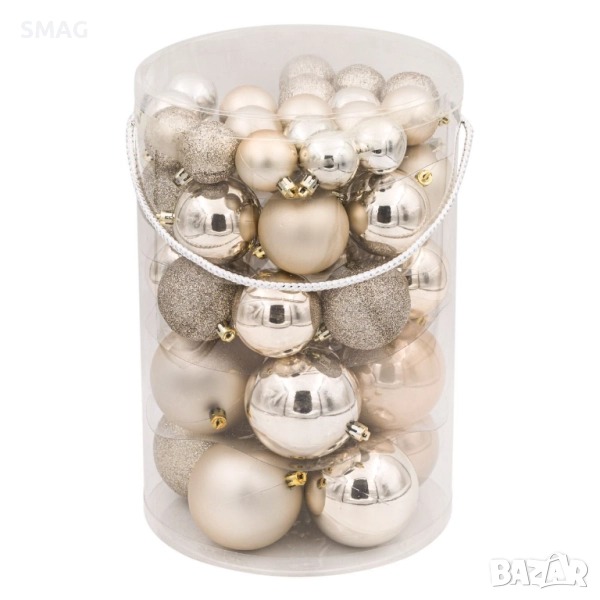 Комплект коледни топки екрю 4–8 см 44 бр._1196746, снимка 1
