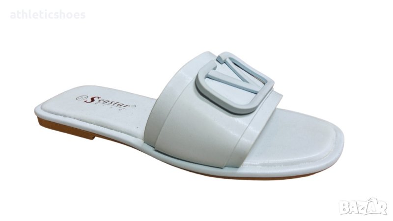 Дамски равни чехли в синьо, снимка 1