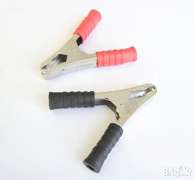 Щипка крокодил за акумулатор черен/червен 110mm, снимка 1