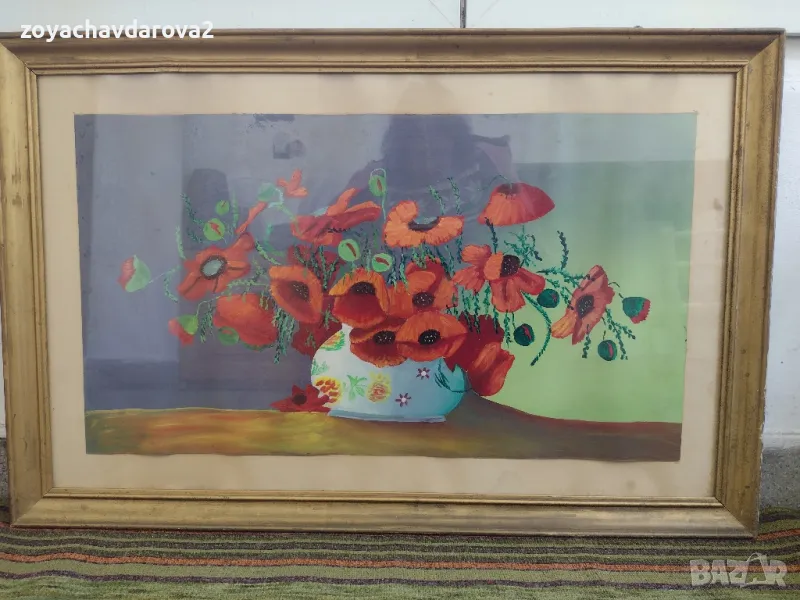 ГОЛЯМА СТАРА КАРТИНА МАКОВЕ, снимка 1