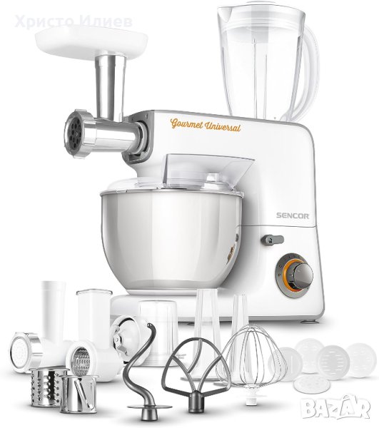 Кухненски робот Sencor 1000W Планетарен миксер Блендер Машина за паста Чопър, снимка 1