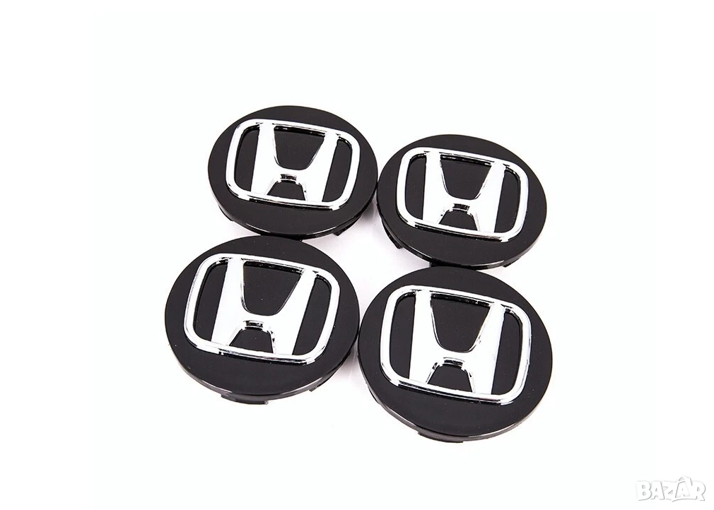 Комплект 4бр капачки за джанти Honda 69 мм Черни Civic Accord CR-V Pilot, снимка 1