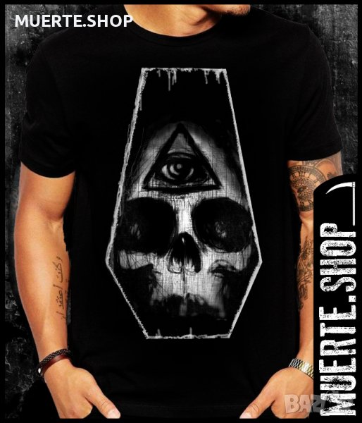 Черна тениска с щампа ILLUMINATI DEADLY SKULL, снимка 1