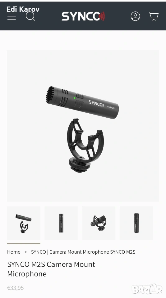 Synco микрофон, Mic-M2S, кардиоиден, кондензаторен, с TRS и TRRS конектори, снимка 1