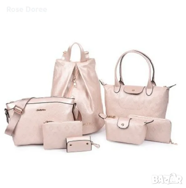 Комплект от 7 дамски чанти чанта сет раница портфейл, снимка 1