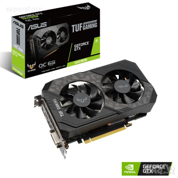 Видеокарта Asus NVIDIA GTX1660 SUPER HDMI DVI DP 192B 6GB ACTIVE 192 bit PCI Express 3.0, снимка 1