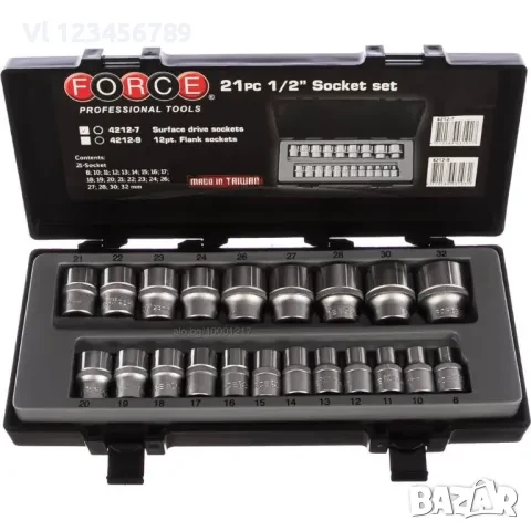 К-т вложки къси 6-стенни от 8 до 32мм 1/2 - 21 части, снимка 1