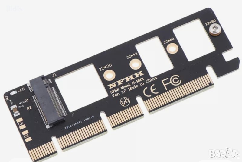 NGFF M Key M.2 NVME AHCI SSD към PCI-E PCI Express 16x x4 адаптер Riser Card Converter за XP941 SM95, снимка 1