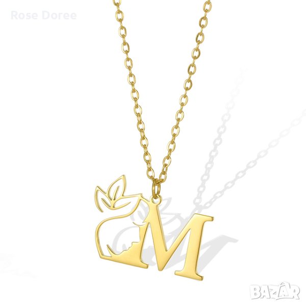 RD 388 Буква М колие в златисто инициали медицинска стомана безплатна доставка подарък, снимка 1