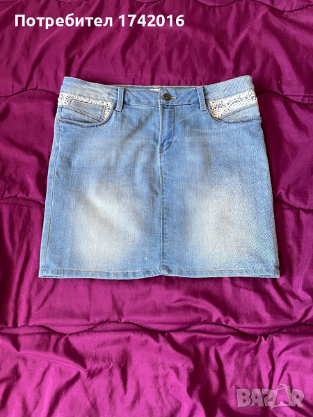 Дънкова пола с дантела, снимка 1