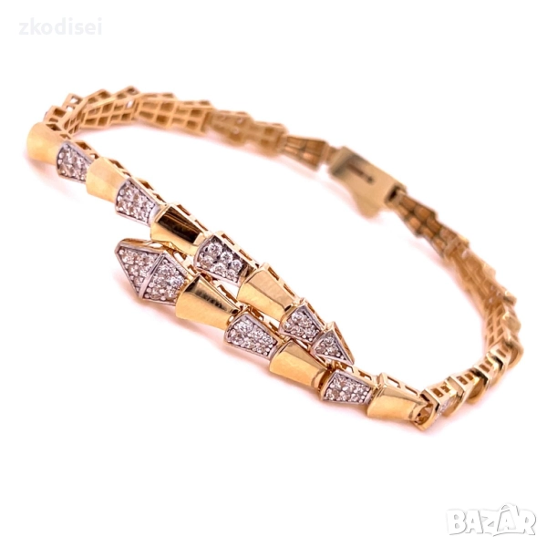 Златна дамска гривна BVGARI 10,65гр. 18,0см. 14кр. проба:585 модел:34393-6, снимка 1