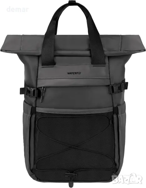 Раница Waterfly Roll Top 16-21 л, подходяща за 16 инча лаптоп, Тъмно сиво, снимка 1