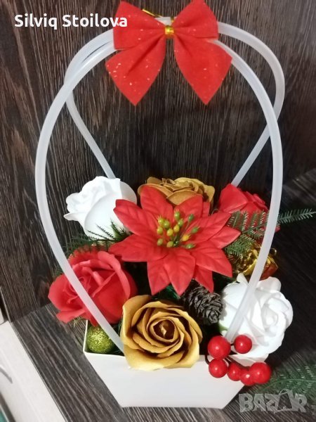 Коледна кошница със сапунени цветя, снимка 1