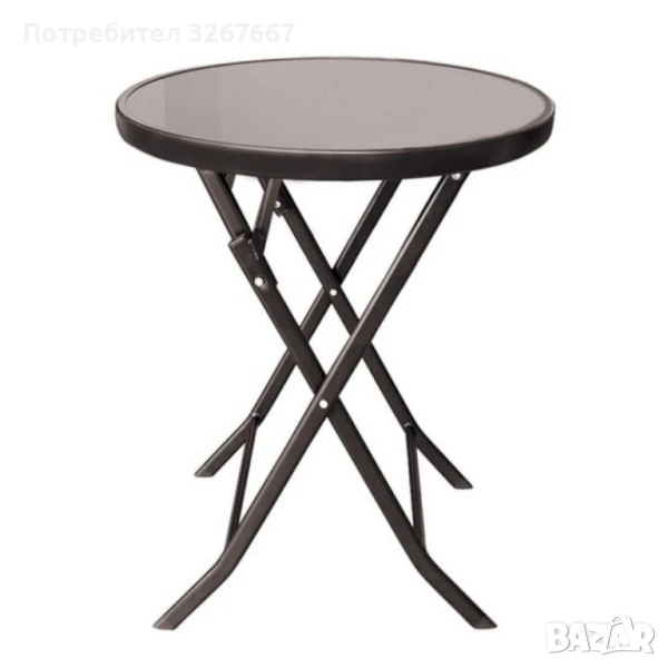 Маса Muhler D60xH74cm, сгъваема, стъклен плот, снимка 1